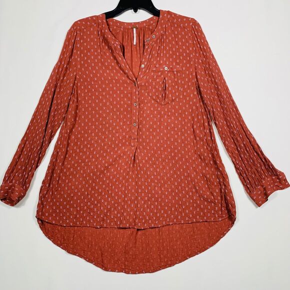 Free People Shirt Womens XS TP Boho Sienna High Low Long Sleeve Peasant Bohemian - Picture 4 of 10